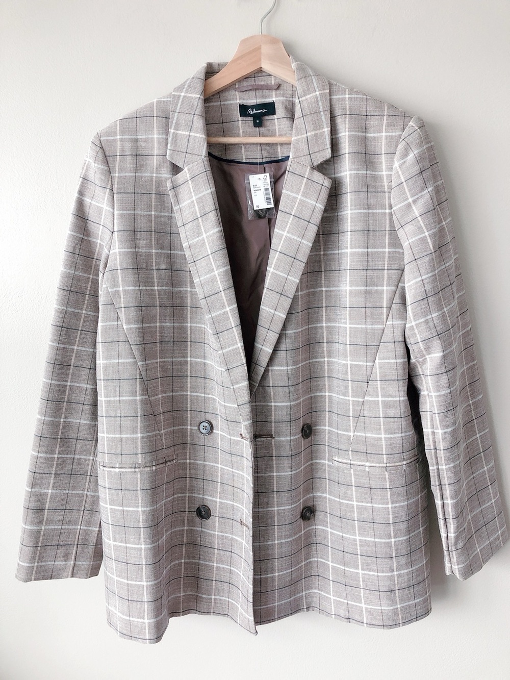 Reitman blazer size 10 women’s jacket plaid taupe - Picture 2 of 14